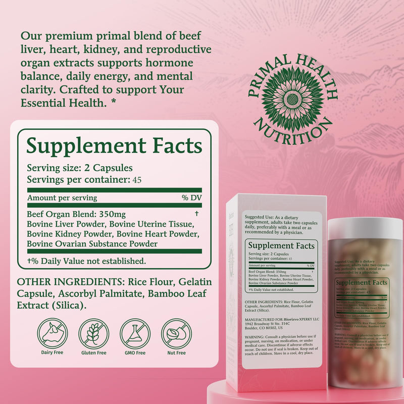 Beef Organ Supplement for Women – Beef Liver Capsules, Supports Vitality & Energy, Cycle Health, Hormone Balance for Women Immunity, Skin & Hair, Hormone Harmony for Woman, 90 Capsules