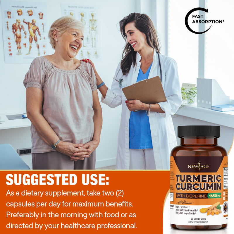 Turmeric Curcumin with Bioperine Capsules - Natural Joint & Healthy Overall Support with 95% Standardized Curcuminoids - Non-GMO, Gluten Free 180 Count (Pack of 2) 180 Count (Pack of 2) - BeesActive Australia
