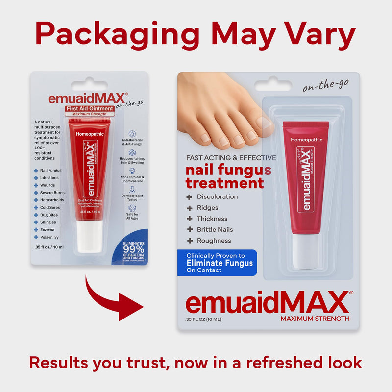 EMUAIDMAX Nail Fungus Treatment Ointment – Powerful Natural Nail & Toenail Fungus Treatment for Resistant Fungal Infections, Reduces Itching & Discomfort, On-The-Go Size, 0.35oz, 2 Pack 0.35 Fl Oz (Pack of 2) - BeesActive Australia