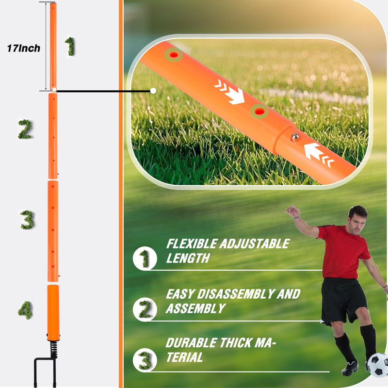 Hikeen Telescopic Length Soccer Poles Fixed & Collapsible Options Agility Training Hurdles and Football Obstacle for Teenager Soccer Training Outdoor Sports Speed Training Equipment Long-57.5" 4 rods
