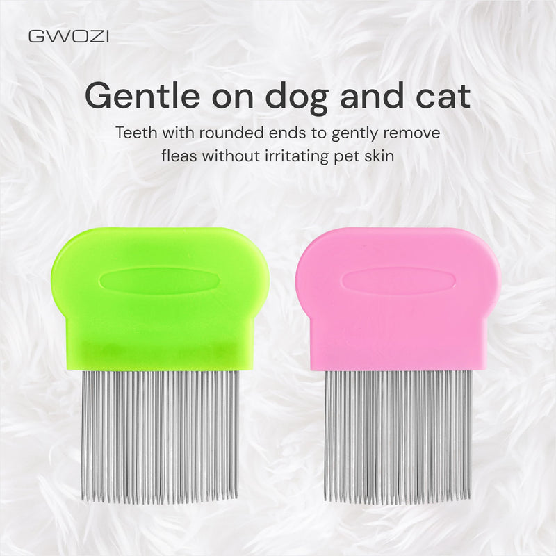 Flea Comb for Cats & Dogs - Brush Dog/Cat Flea Comb - Nit Comb for Pets/Puppy/Kitten about Stainless Steel Pin Teeth with Plastic Handle, 2 Pcs - BeesActive Australia
