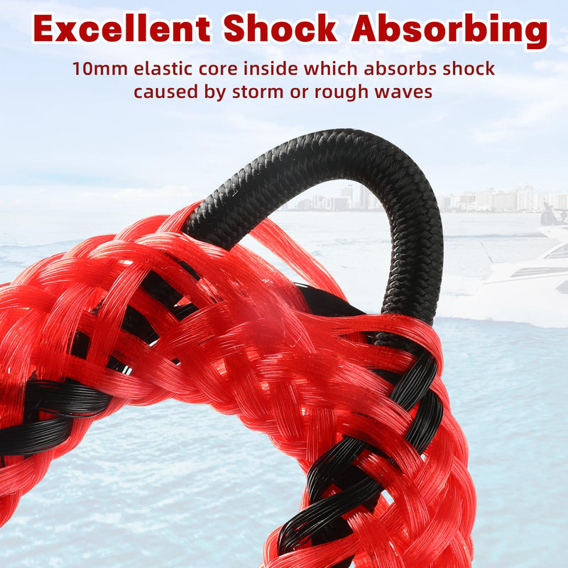 Bungee Dock Lines for Boats Boat Dock Bungee Ties Bungee Dock Line Mooring Rope Shock Bungee Docking Rope for Boat Kayak Jet Ski 4 Feet 4 Pack Red&Black Black and Red 1