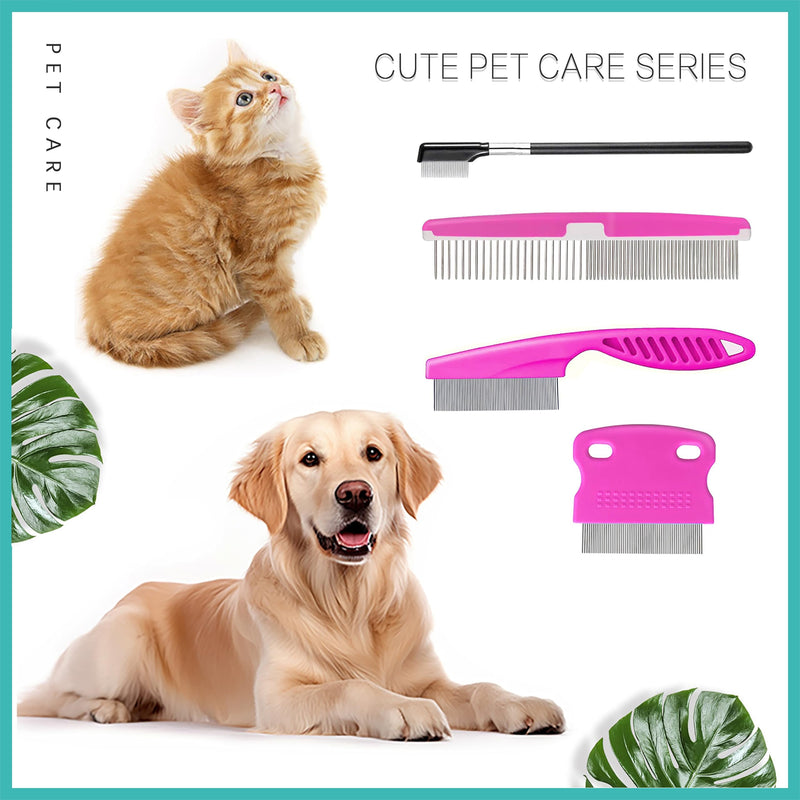 4 Pieces Dog Eye Combs Tear Stain Remover Combs Pet Grooming Comb,Flea Comb For Dogs And Cats Lice Comb,Used To Remove Knots Crust Mucus Floating Hair Tangle Dandruff And Fleas Lice Hair Stain rose red - BeesActive Australia
