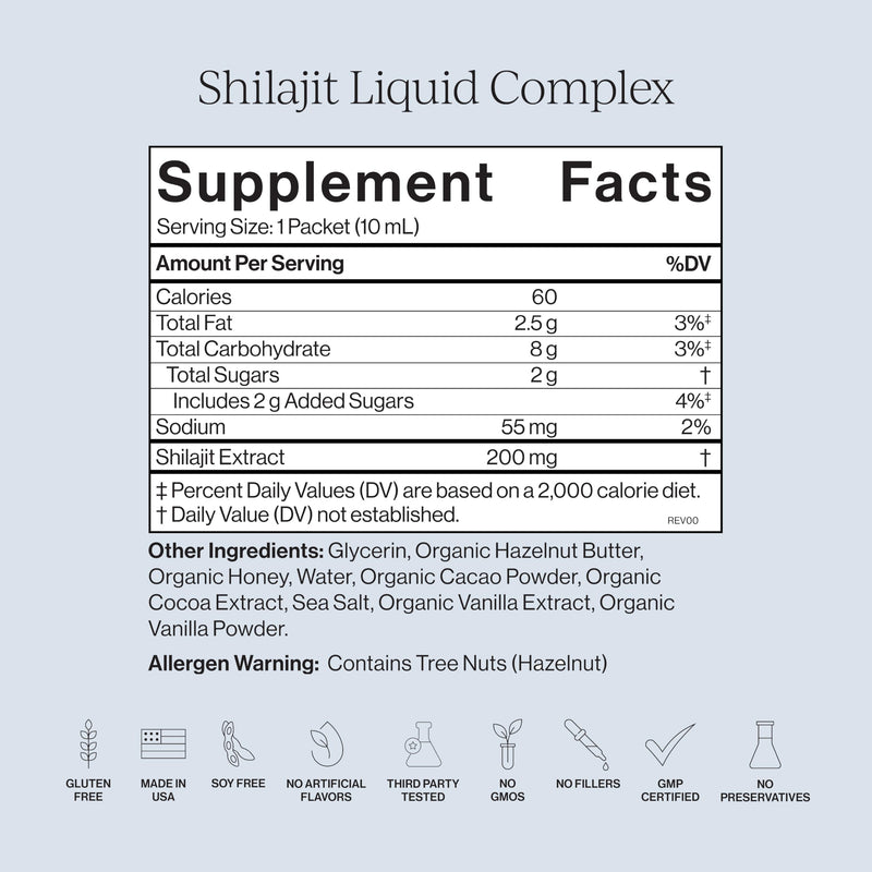 Cymbiotika Shilajit Liquid Complex ‚Äì 85+ Trace Minerals for Energy, Focus & Recovery Adaptogen ‚Äì Fulvic & Humic Acid ‚Äì Cacao, Honey, Hazelnut Butter & Sea Salt ‚Äì 26 Daily Packets - BeesActive Australia