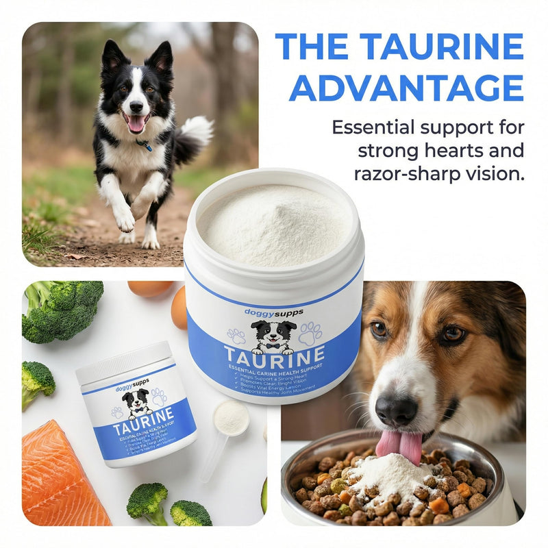 Doggy Supps Taurine, Doggy Supps Taurine Powder for Dogs, Unflavored, Easy-to-Mix Daily Supplement, Immune Support, Skin & Coat Health for Heart, Vision & Daily Wellness, 200 Grams (1)