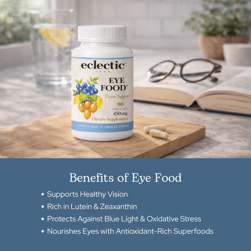 Eclectic Herb - Eye Food Capsules | Vision Support, Superfood Vitamin and Mineral Supplement | Supports Eye Health | Bilberry + Ginkgo | Vegan, Non GMO, Gluten Free (90 CT | 450 mg)