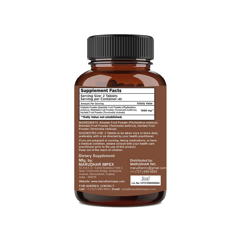 Triphala Tablets by mi Nature -90 Tablets, 1000mg | 45 Day Supply | Triphala Supplement with Amla, Haritaki & Bibhitaki |from India - BeesActive Australia