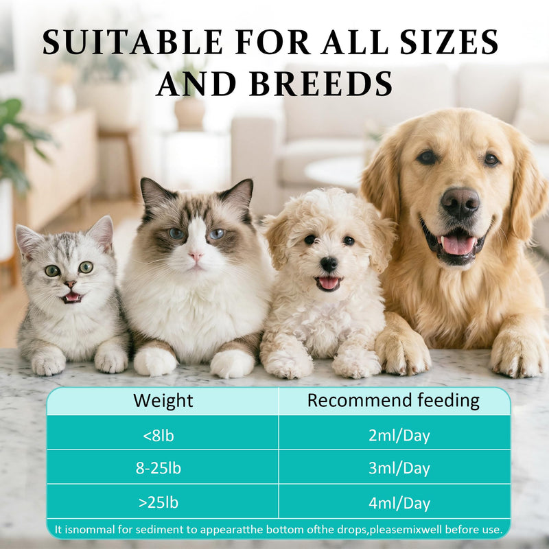 Immune Support Liquid Supplement for Cats and Dogs, Supporting the Immune Systemand and Anti-oxidative Stress,Contains Astragalus, L-lysine, Taurine, and Vitamin C,2 FL Oz