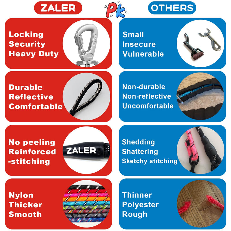 ZALER Long Dog Leash, 50 feet 30ft 20ft 15ft 10ft Dog Training Lead, Heavy Duty Reflective Check Cord Recall Leash for Dogs Training, Playing, Camping, or Backyard (20FT, Black) 20FT*2/5" - BeesActive Australia