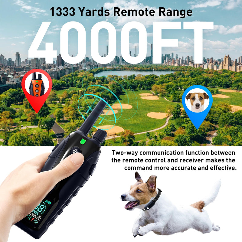 Dog Shock Collar - 4000FT Dog Training Collar with Remote Waterproof e Collar with Flashing Light, Adjustable Pitch Beep(1-8), Vibration(1-16), Safe Shock(1-99), and Keypad Lock Black 1 Pack - BeesActive Australia