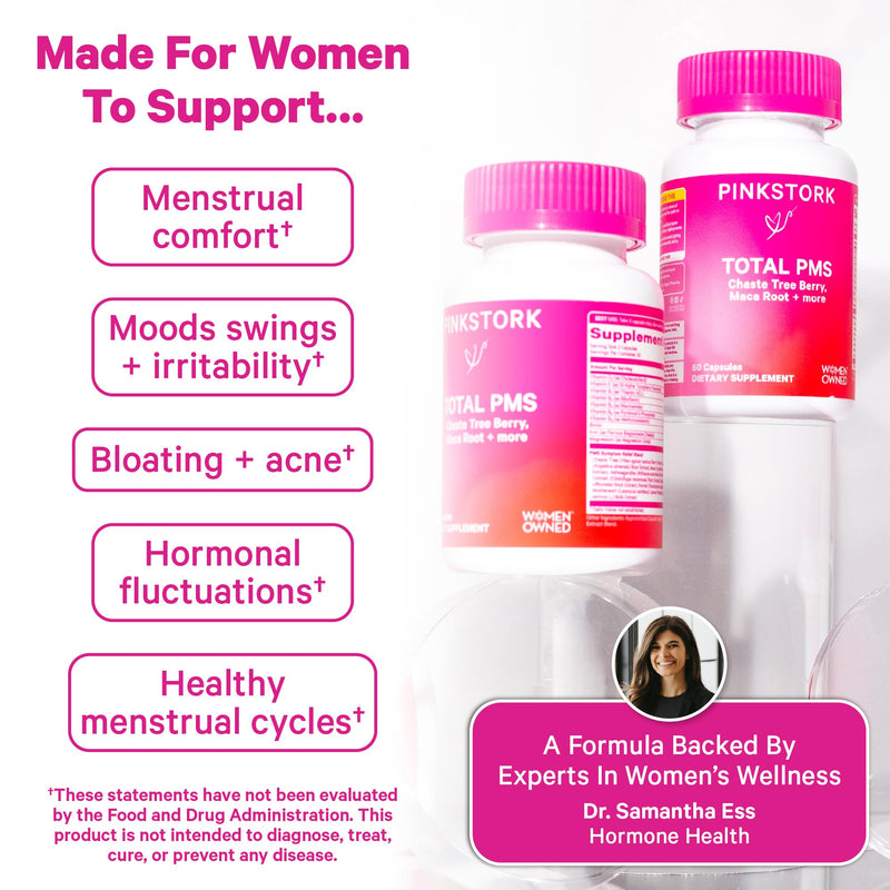Pink Stork PMS Support Trio: Period Comfort Supplements
