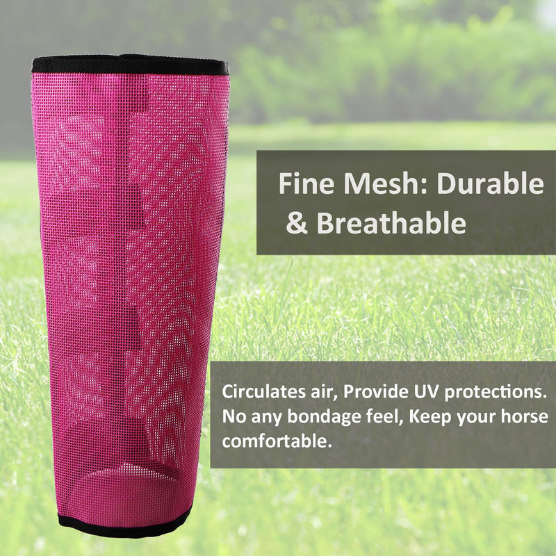 Horse Fly Boots, Superior Ventilate Mesh with Strong Fasteners Equine Fly Boots, Long-Lasting for Daliy Wear, Flexible to Fit Most Horse Legs, SET of 4 Fly Leggings for Horses Pink Large - BeesActive Australia