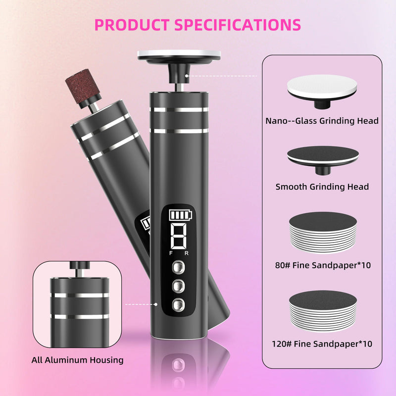 2 in 1 Electric Foot Callus Remover,9 Adjustable Speeds Rechargeable Electric Dead Skin Sander Pedicure Tools with Sandpaper Disk and Nail Drill Bits,Grinding Heads for Women&Men Black - BeesActive Australia