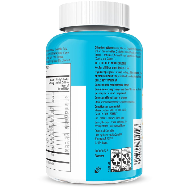 One A Day Kids Multivitamin with Probiotic, Multivitamin Gummies, Kids Probiotic for Digestive Health, Gummy Vitamins with Vitamin D for Immune Support, Orange Flavor, 60 Count
