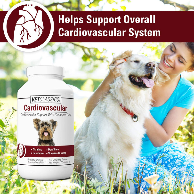 Vet Classics Cardiovascular Support Coenzyme Q-10 Dog Supplements – Pet Health Supplement for Dogs – Supports Dog Cardiovascular System – Includes Siberian Ginseng, Hawthorn – Chewable Tablets 120 Ct.