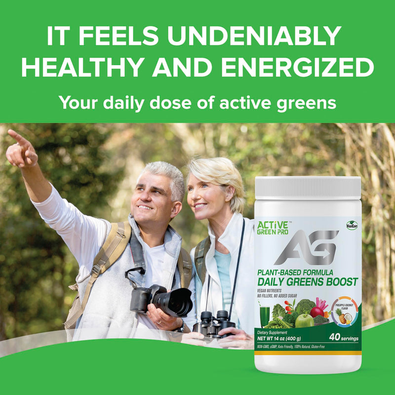 Daily Green Boost - Greens Powder – 14 Different Green Superfoods in Each Serving - Full of Essential Antioxidants, Fiber, Vitamins and Minerals – Everyday Health and Detox Pineapple-Coconut - BeesActive Australia