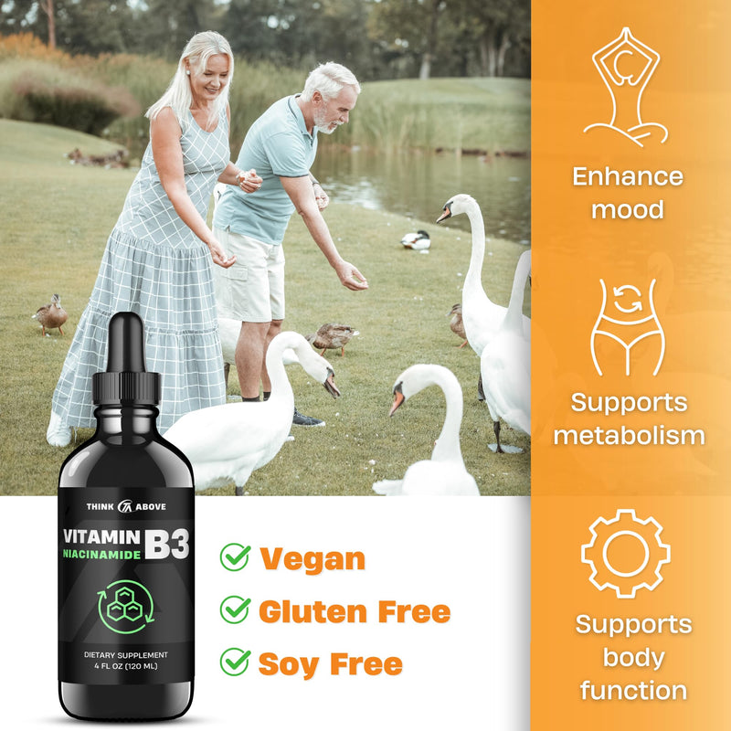 Think Above Vitamin B3 Niacinamide Liquid - Non Flush Form of B3 Niacin - Convenient Vitamin B3 Niacinamide Drops for Women and Men - Easy to Swallow 2oz (60ml) 2 Fl Oz (Pack of 1)