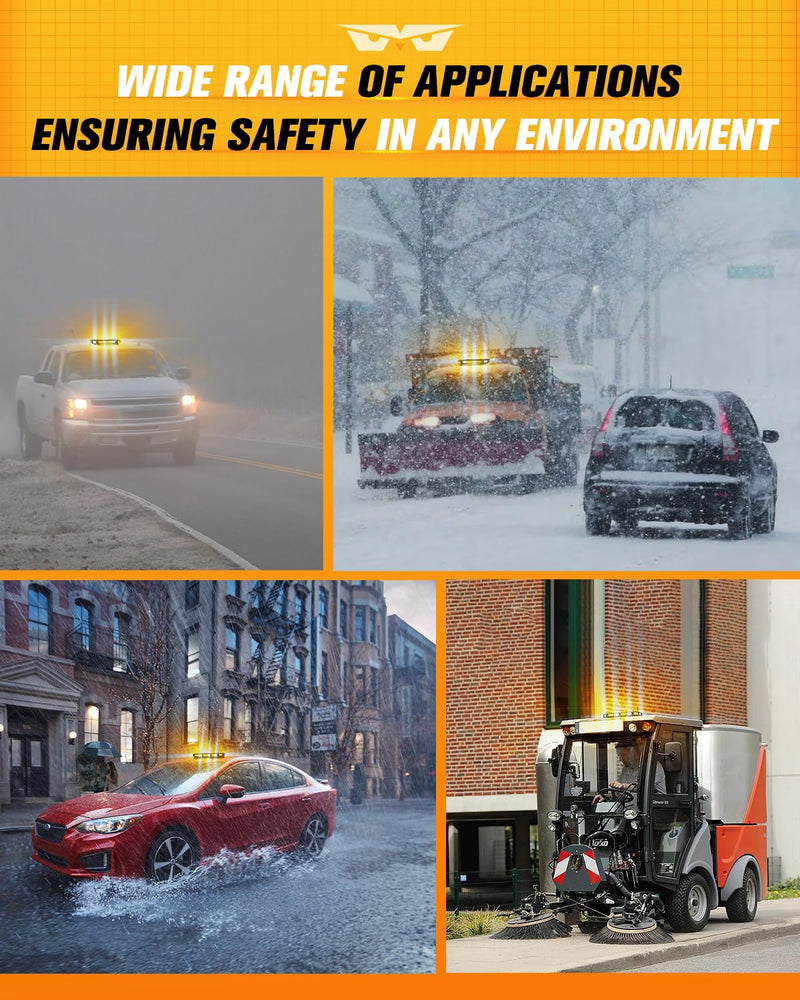 LUMENIX 56 LED Roof Top Strobe Beacon Lights Bar Rooftop Hazard Warning Emergency Safety Flashing Plow Light for Construction Vehicles Tow Commercial Trucks Postal Security Cars Snowplow - Amber White White Amber - BeesActive Australia