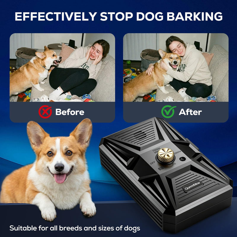 Anti Barking Devices, Auto Ultrasonic Dog Bark Deterrent Devices Long Range 50ft, 3 Modes Rechargeable Bark Box Barking Control Devices, Effective Stop Barking Dog Devices Indoor/Outdoor Training Dark black