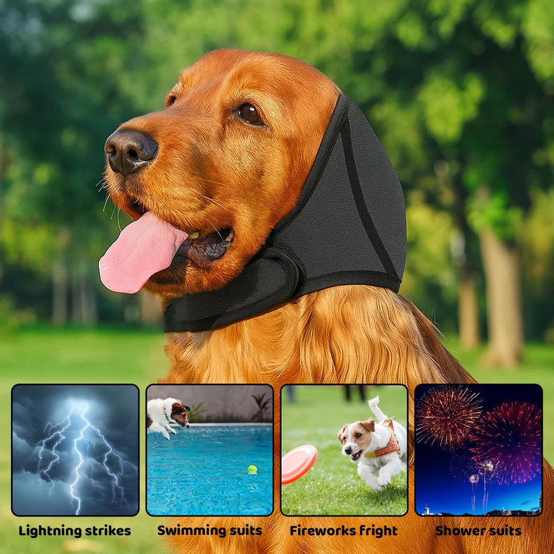 Grey Dog Ear Defenders, Adjustable Noise Cancelling Ear Muffs for Dogs, Soft Comfortable Protection for Bathing Grooming and Loud Events Large (45-60 cm)