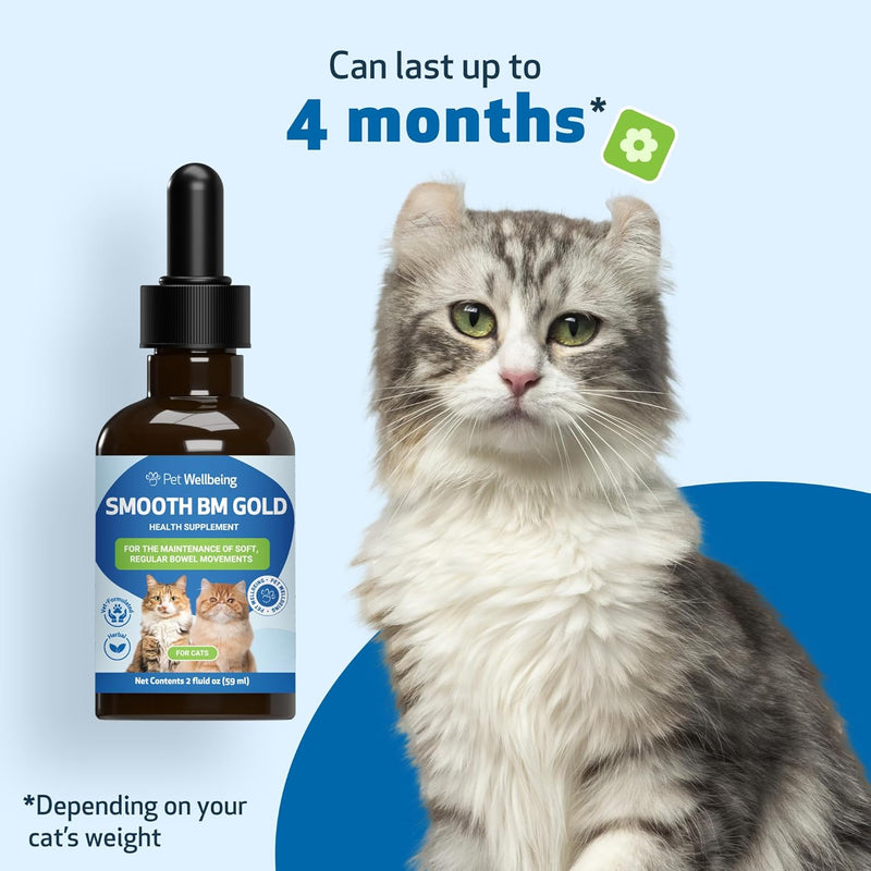 Pet Wellbeing Smooth BM Gold for Cats - Gentle Constipation Relief for Felines - Natural Herbal Supplement 2 oz (59 ml) 2oz - BeesActive Australia