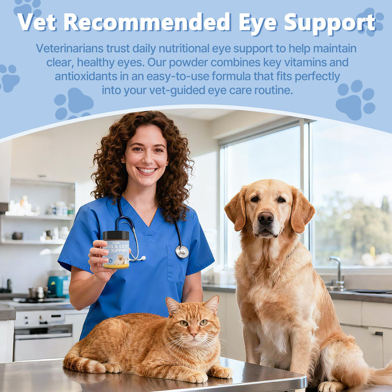 Dog Eye Supplements - Eye Supplements for Dogs and Cats with Lutein, Astaxanthin & Vitamins A C E - Supports Clear Vision, Retina & Lens Health, Antioxidant Eye Support, Non-GMO, Gluten Free, 7.05 oz