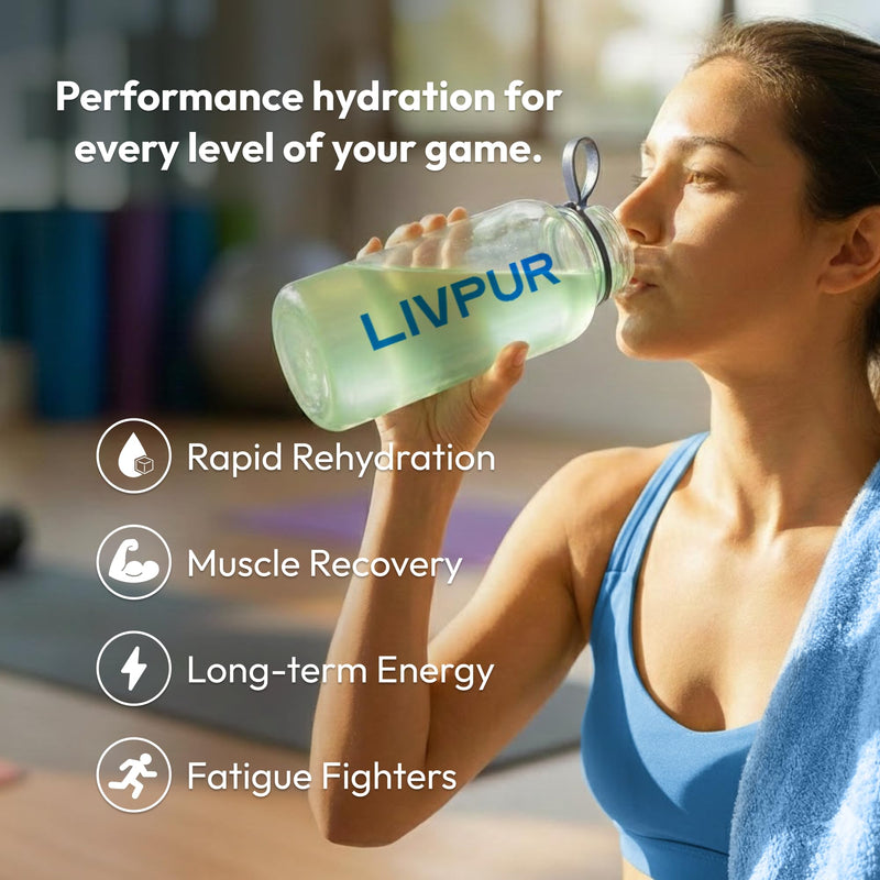 LIVPUR Electrolyte Hydration Powder, Cool Lime & Blue Raspberry, 16 Sticks | Variety pack with essential amino acids and vitamins C, B6, B12; single-serve instant sports drink mix Best of Both
