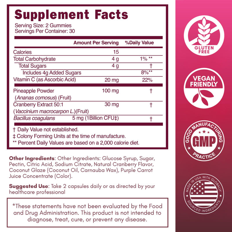 SOON+ Feminine Balance Gummies for Women, V-Sync Pineapple Probiotics | For pH Balance Support, Vaginal, Urinary, Immune, Digestive Wellness with Bacillus Coagulans, Cranberry, VitaminC, 60 Gummies