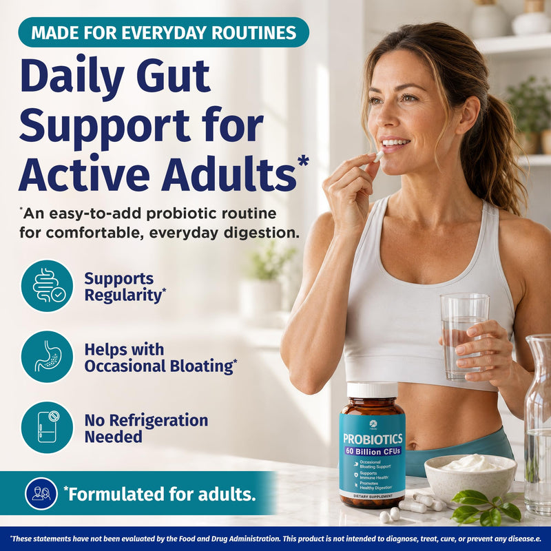 1 Body Probiotic 60 Billion with Prebiotics & Enzymes, 60 Vegan Caps | When Your Gut Feels Good, Everything Feels Better. Supports digestive balance and everyday wellness.* Digestive Probiotics