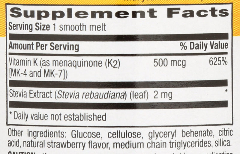 Country Life Vegan K2 Melts 500 MCG, 60 CT
