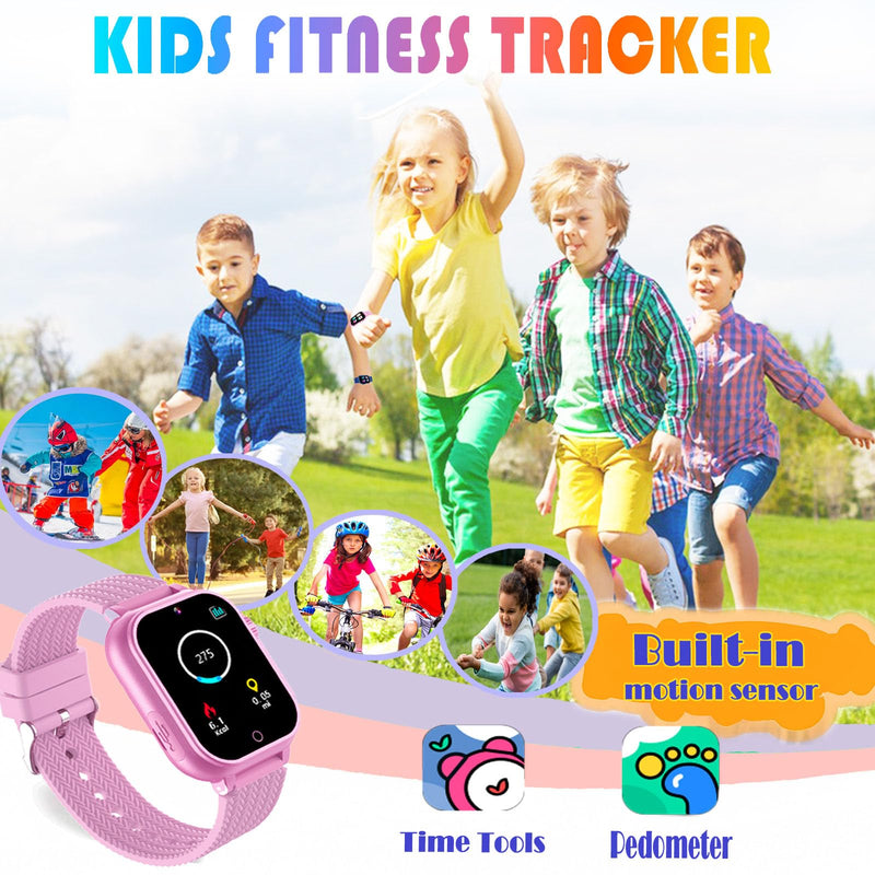 Goodatech Kids Smart Watch for Boys Girls, 1.54'' Smartwatch with 26 Puzzle Games, HD Camera, Video Music Player, Pedometer, Flashlight, Audio Book, Aluminum Case and Sport Band (Pink) Pink.GD15 - BeesActive Australia