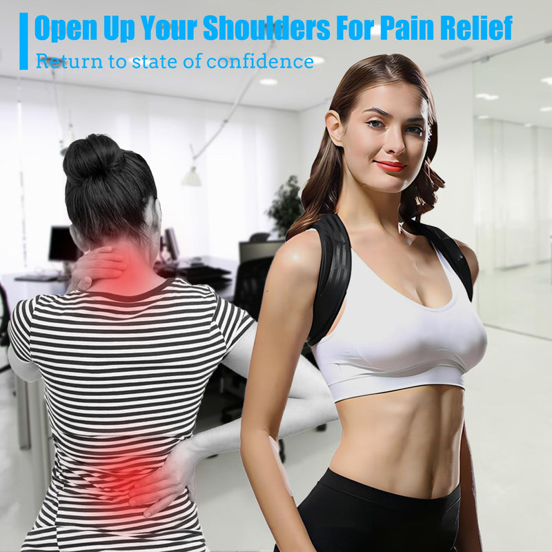 Back Brace Posture Corrector for Men and Women - Invisible & Mesh Breathable Upper Back Brace - Adjustable Back Straightener - Relieve Shoulder, Neck & Back Pain, S(28-37inch) 1PCS