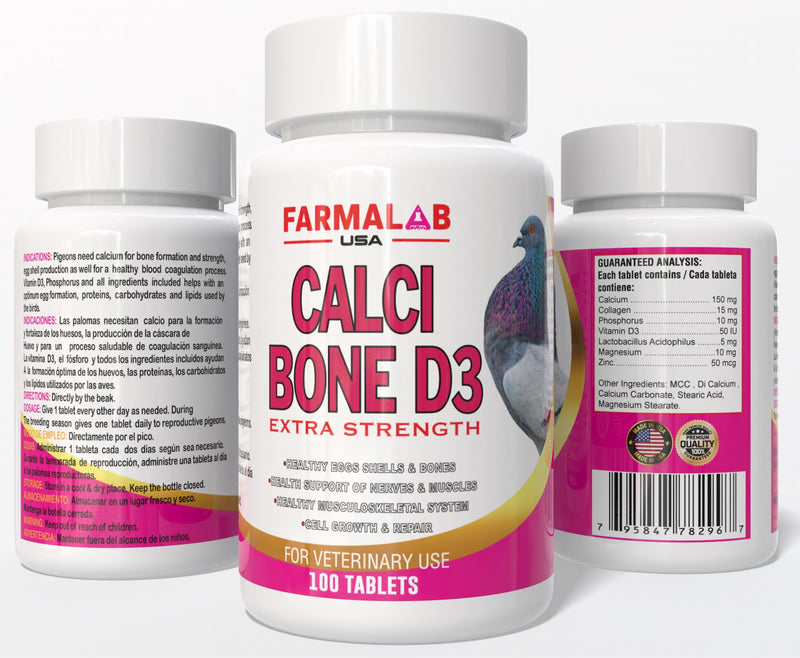 B15 B12 para Palomas Pigeon Vitamin Supplement, 100 Tablets, Energy and Endurance Formula Farmalab