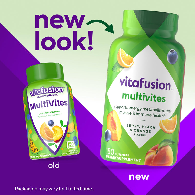 Vitafusion Multivitamin Gummies | 150 Multivites for Adult Men and Women | Vitamins A, C, D, E | Berry, Peach and Orange Flavors | Gluten and Dairy-Free Supplement