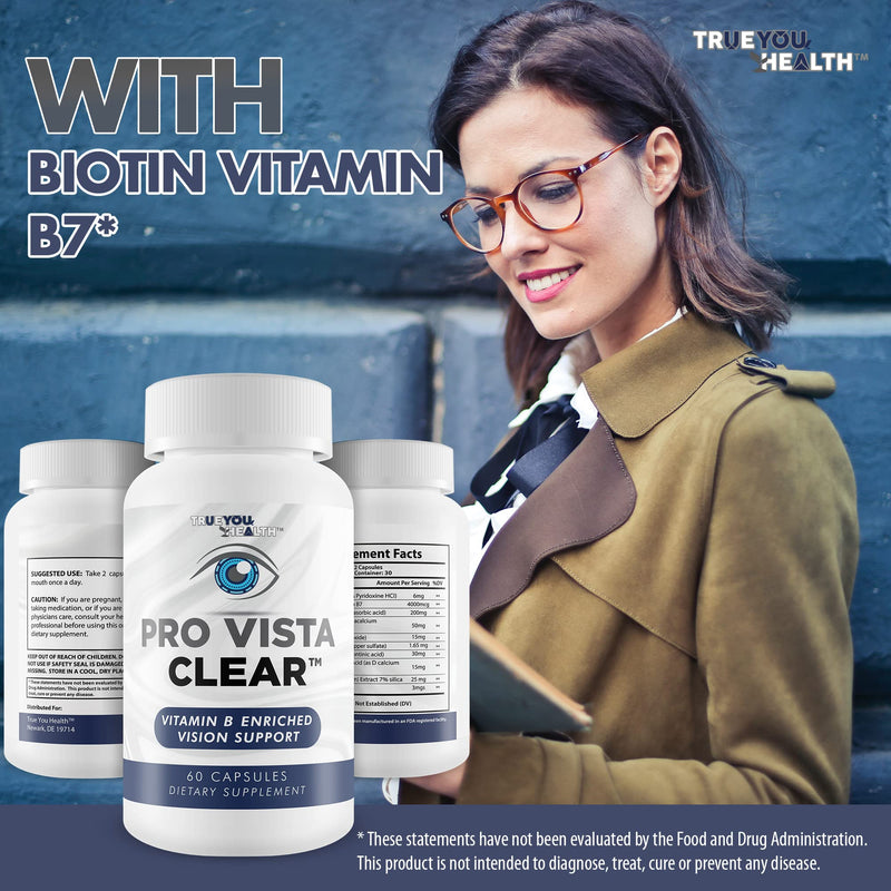 Pro Vista Clear for Eyes - Vitamin B Enriched Vision Support - Our Best Pro Vista Clear Vision Formula Proprietarily Formulated to Naturally Support Eye Health - Vitamin & Mineral Formula