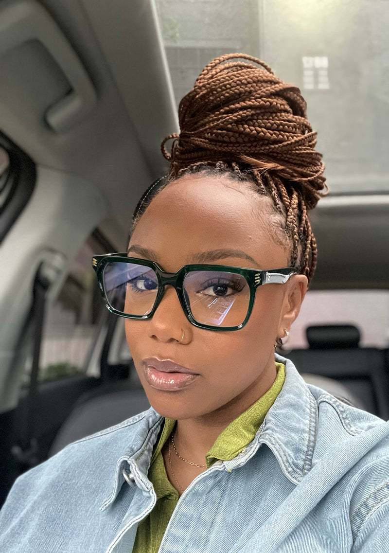 VISOONE Rectangle TR90 Blue Light Blocking Glasses Computer Glasses with Preppy Look for Women and Men Cougar Cougar Upg Basil Green - BeesActive Australia