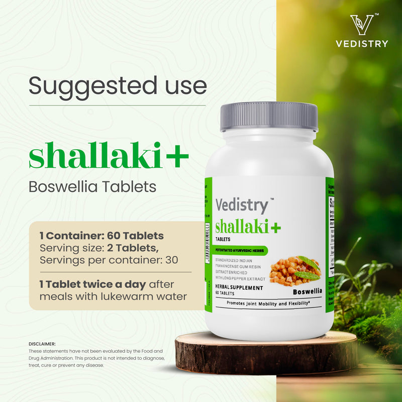 Shallaki Boswellia Serrata Extract Supplements for Women | 700mg Herbal Capsules for Bone and Joint Wellness | Indian Frankincense Supplement | 60 Vegan Tablets