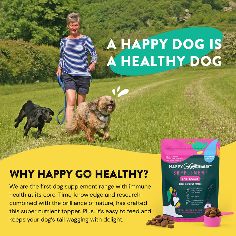 Skin & Coat Supplements for Dogs | Dog Itching Skin Relief & Promotes Shiny Skin Coat for Dogs | Rich in Omega 3 All-Natural Ingredients Tasty Kibble Dog Food Topper | 21 Count Pack Skin & Coat