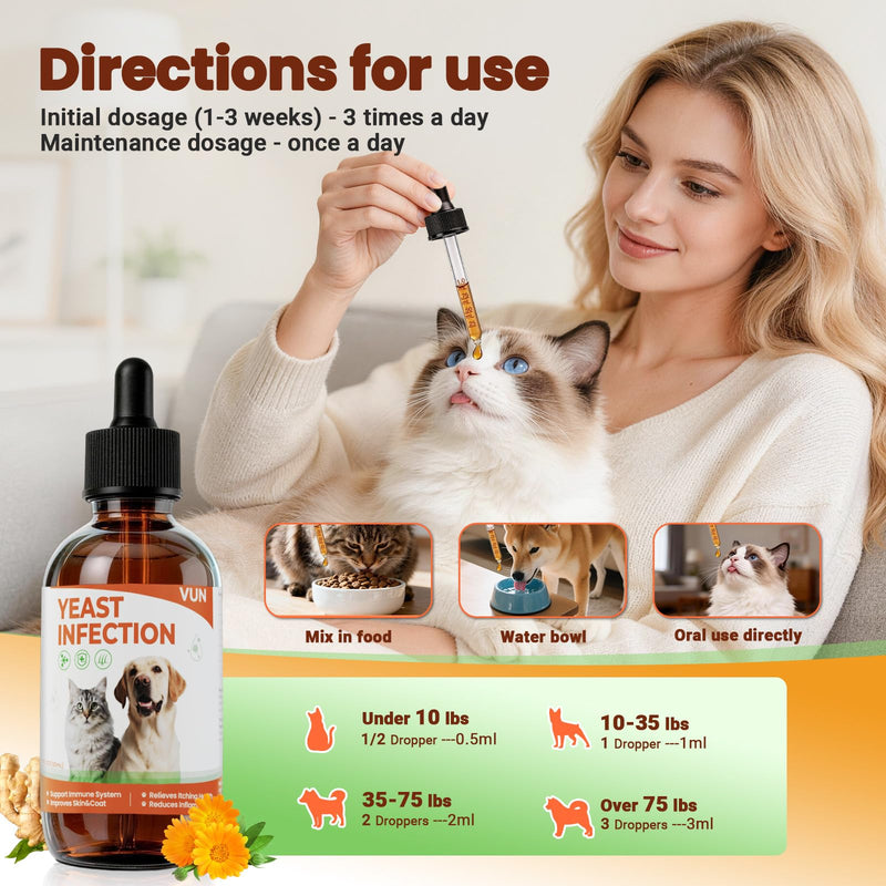 Yeast Infection Treatment for Dogs & Cats-Natural Fast Relief Drop for Itchy Skin, Ears & Paws Redness -Supports Allergy, Inflammation & Immune Health,2 fl oz Salmon Flavor(2 Pack) 2 Pack
