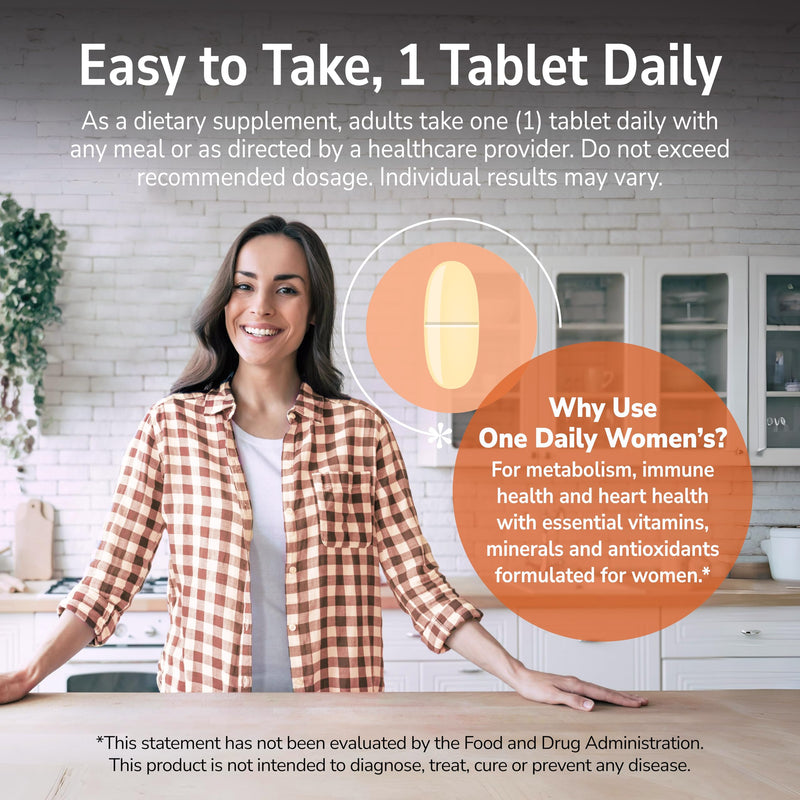 21st Century One Daily Women's Multivitamin Tablets, 100 Count | Complete Daily Multivitamin & Multimineral, Compare VS. One A Day® Women's, Women with 16 Essential Nutrients for Energy 100 Count (Pack of 1)