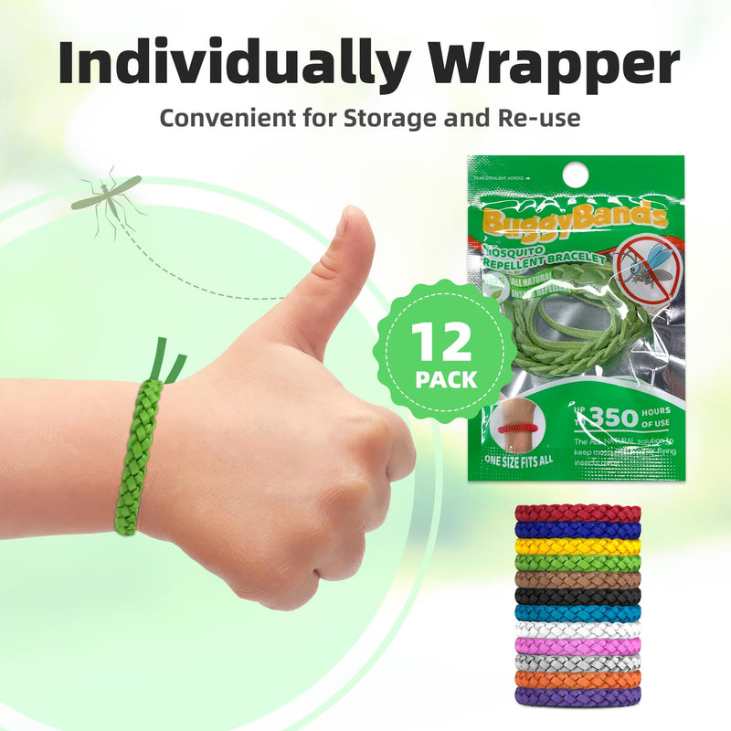 12 Pack Mosquito Repellent Bracelets, DEET-Free, Individually Wrapped PU Leather Insect & Bug Repellent Wrist Bands - BeesActive Australia