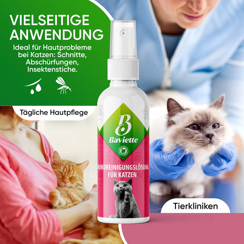 Baviette Premium Quality Probiotic Cat Care Set-Box: Eye Care, Ear Care, Tooth Cleaner, Wound Cleaner, Odor neutralizer, Allergy-free Spray (Wound Care)