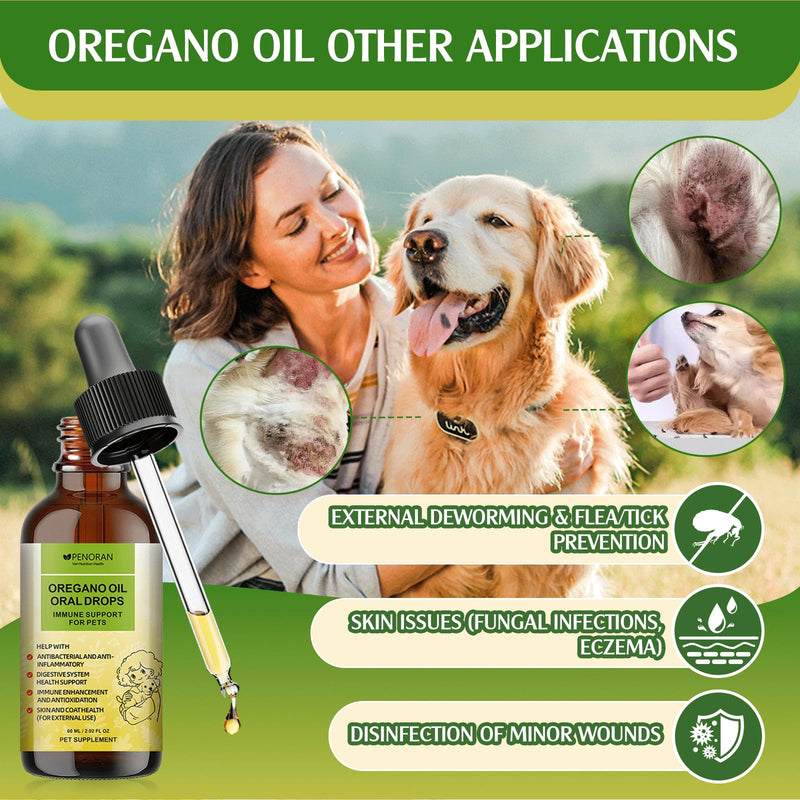 Organic Oregano Oil for Dogs, 2 fl oz, Immune, Digestion & Overall Health﻿ | Pure Premium Pet Natural Oregano Oil , Alcohol-Free, Organic, Natural, Non-GMO, Vegan