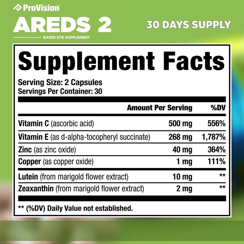 Provision AREDS 2 Eye Vitamins - Enhance Vision Supplements - Lutein Zeaxanthin Vision Complex - 60 Eye Supplement Capsules - BeesActive Australia