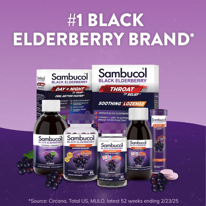 Sambucol Black Elderberry Effervescent Tablets, Quick Dissolve - 15 Count | Elderberry Dissolvable Tablets with Zinc and Vitamin C for Adults, No Artificial Flavors 15 Count (Pack of 1)