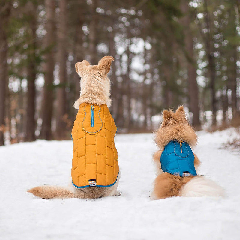 Kurgo Loft Dog Jacket, Reversible Dog Coat, Wear with Harness or Sweater, Water Resistant, Reflective, Winter Coat for Medium Dogs (Coastal Blue, M) Medium (Pack of 1) Coastal Blue/Orange - BeesActive Australia