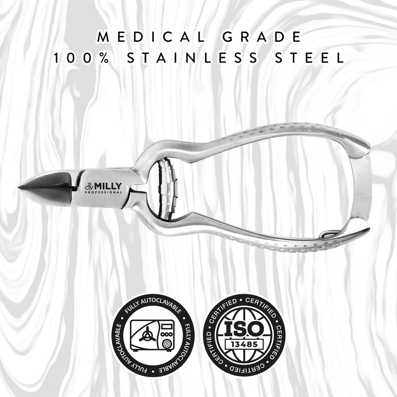 High Carbon Stainless Steel Heavy Duty Toenail Clippers for Thick Toenails | Trim Thick or Hard Toenails | Professional Nail Clippers for Seniors & Podiatrist Toenail Clippers (Silver) Silver
