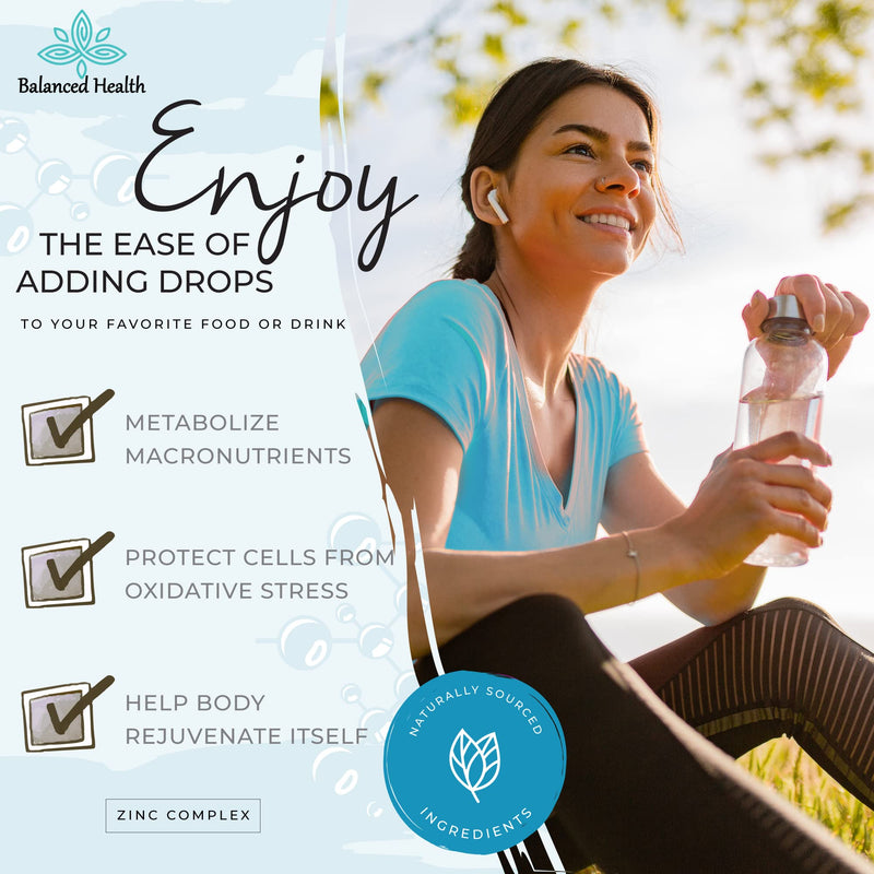 Zinc Complex - 30 Servings, 2oz, Peppermint Flavor, Vegan Liquid Ionic Zinc Sulfate Drops Plus Trace Minerals for Daily Immune System Support