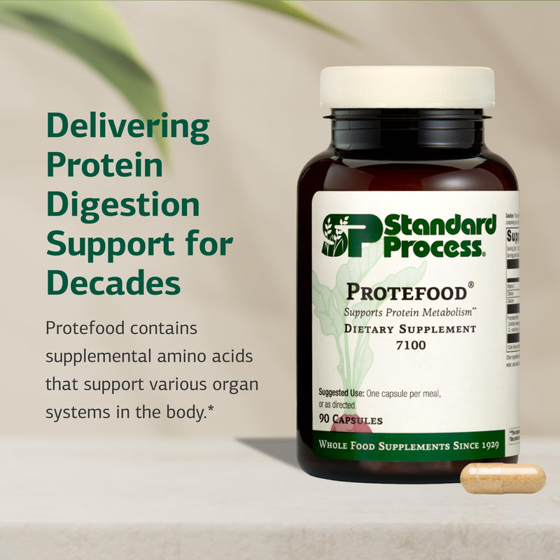 Standard Process Protefood - Protein Metabolism Support Supplement - Aids Bone & Immune Health - Whole Food-Based Supplement for Cellular Health Support - Includes Calcium & Vitamin C - 90 Capsules