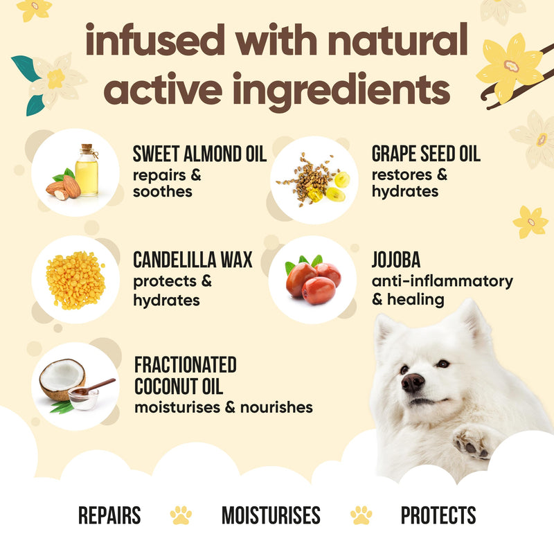 Buddycare Dog Paw & Nose Balm - Vanilla & Shea Butter | Protects & Repairs Dry, Cracked & Chapped Skin | Vegan & Cruelty-Free, Moisturises & Nourishes | Pocket Sized Grooming Accessory